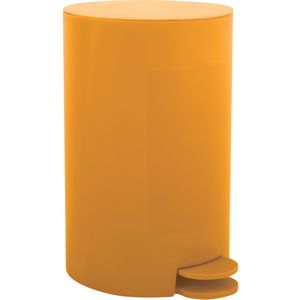 Prullenbak/pedaalemmer - kunststof - saffraan geel - 3 liter - 15 x 27 cm - Badkamer/toilet - Pedaalemmers