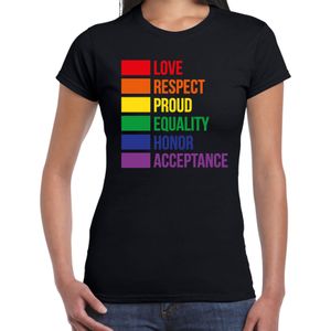 Gay Pride t-shirt met tekst - dames - zwart - Regenboog vlag - LHBTI - Feestshirts