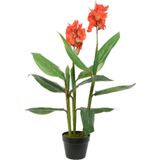 Set van 2x stuks Canna Bloemriet kunstplanten in pot 89 cm - Kunstplanten