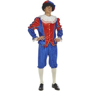 Piet verkleed kostuum 4-delig - blauw/rood - polyester - pietenpak voor volwassenen - Carnavalskostuums