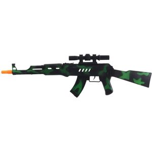 Verkleed speelgoed Politie/soldaten geweer - machinegeweer - zwart/groen - plastic - 69 cm - Verkleedattributen