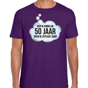 Verjaardag cadeau t-shirt voor heren - 50 jaar/Abraham - paars - kut shirt - Feestshirts