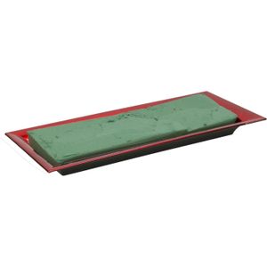 Kerststukje maken basis materiaal -dienblad rood 28 x 12 cm - met steekschuim - Kerststukjes