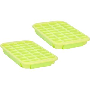 XL ijsblokjes vorm - 2x - 32 ijsklontjes - lime groen - 33 x 18 x 3.5 cm - rubber - IJsblokjesvormen