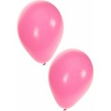 50x Helium ballonnen roze/licht roze 27 cm meisje geboorte + helium tank/cilinder - Ballonnen