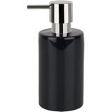 Badkamer accessoires set - WC-borstel/pedaalemmer/zeeppompje/beker - metaal/keramiek - zwart - Badkameraccessoireset