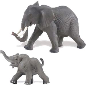 Plastic speelgoed figuren setje olifanten 8 en 16 cm - Speelfigurenset