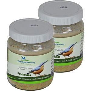 Vogelbescherming Vogelvoer - 2x - pindakaas - met insecten en noten - 330 gr