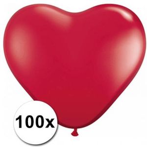 Kleine rode hartjes ballonnen 100 stuks - Ballonnen