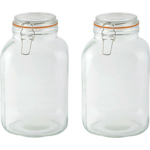 Esschert Design Voorraadpotten/bewaarpotten - 2x - 3L - glas - beugelsluiting - D15 x H24 cm