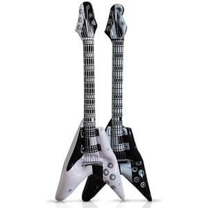 Kruger - Opblaas gitaren setje van 2x stuks - Zwart en wit van 100 cm lang - muziekinstrumenten - Opblaasfiguren