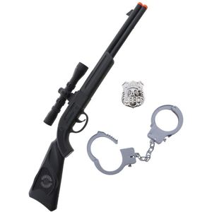 Kinderen speelgoed verkleed geweer en accessoires set voor politie agenten 3-delig - Verkleedattributen