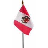 Polyester Peruaanse vlag voor op bureau 10 x 15 cm - Vlaggen