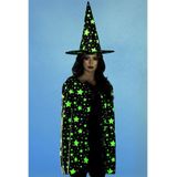 Heks verkleed kostuum/cape met hoed glow in the dark voor dames - Carnavalskostuums