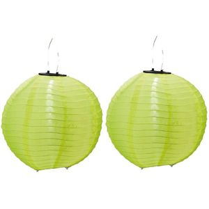 2x stuks Groene solar lampionnen op zonne energie 30 cm - Lampionnen