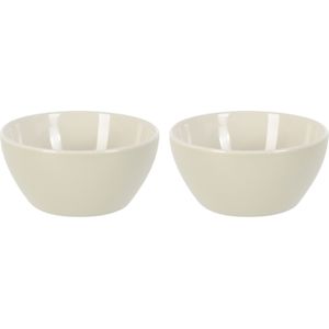 Excellent Houseware Soepkommen/schaaltjes - 2x - Acapulco - porselein - D14 x H6.5 cm - creme