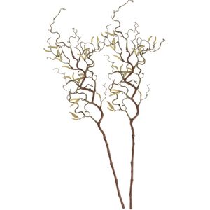 2x Bruine kronkelhazelaar paastak 66 cm kunstplant takken - Kunstbloemen