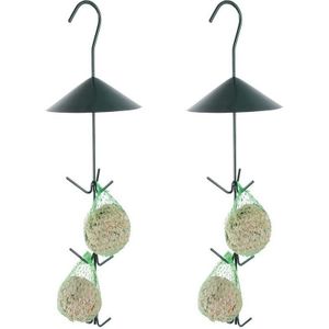 4x Vogel vetbollen houders hangend 44 cm - Vogel voederhangers/vetbolhangers
