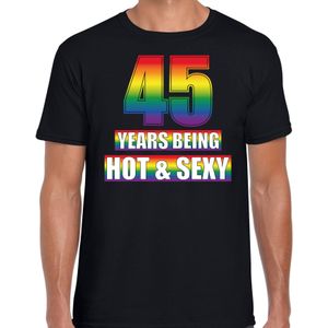 Hot en sexy 45 jaar verjaardag cadeau t-shirt zwart voor heren - Gay/ LHBT kleding / outfit - Feestshirts