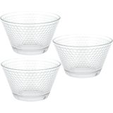 3x Salade/snack schaaltjes van glas 11 cm 330 ml - Saladekommetjes/schaaltjes - Snack/chipskommetjes/schaaltjes