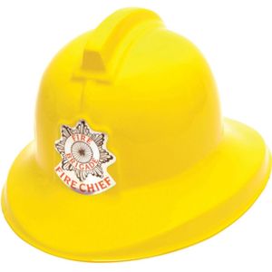 Brandweer verkleed helm - geel - kunststof - voor kinderen - Verkleedhoofddeksels