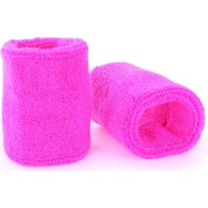 Pols zweetbandjes neon roze voor volwassenen 2 stuks - Zweetbanden