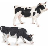Plastic speelgoed figuren setje van 2x bonte koeien 14 cm - Speelfiguren