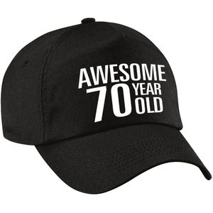 Awesome 70 year old verjaardag pet / cap zwart voor dames en heren - Verkleedhoofddeksels