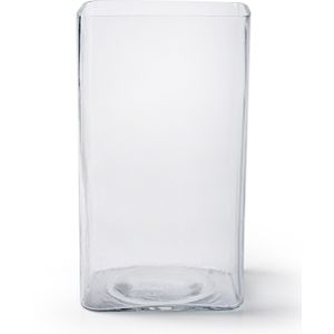 Bloemenvaas Cubic - helder transparant glas - D13x10 x H23 cmÂ - vierkant/accubak - Vazen