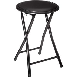 Bijzet krukje/stoel - Opvouwbaar - zwart/zwart - 46 cm - Krukjes