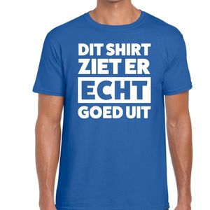 Blauwe tekst shirts voor heren - Feestshirts