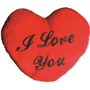 Pluche I Love You hartjes kussen 60 cm - knuffelkussen - valentijn decoratie / versiering