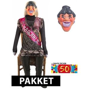 Opblaaspop Sarah pop en masker 50 jaar 140 cm - Opblaasfiguren