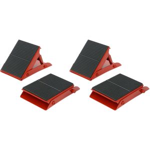 Wielkeggen set - 4x - rood/zwart - metaal - 13 x 14 cm - voor aanhangers/caravans - Auto-accessoires