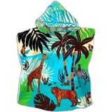 Set van bad cape/poncho met strand/badlaken voor kinderen savanne safari dierenprint microvezel - Badcapes