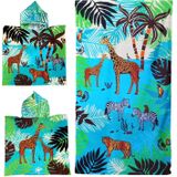 Set van bad cape/poncho met strand/badlaken voor kinderen savanne safari dierenprint microvezel - Badcapes