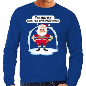 Blauwe foute kersttrui / sweater im broke enjoy your gits voor heren - kerst truien