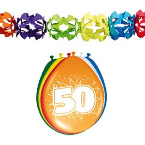 Verjaardag feest 50 jaar versieringen pakket feestslingers en ballonnen - Feestpakketten
