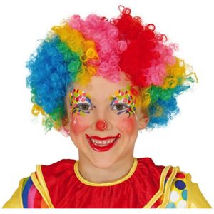 Clown verkleed pruik voor kinderen gekleurd - Verkleedpruiken