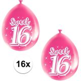 Sweet 16 verjaardag thema ballonnen 16 stuks - Ballonnen
