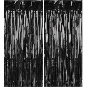Folie deurgordijn/feestgordijn - 2x - zwart - 90 x 250 cm - Feestdeurgordijnen