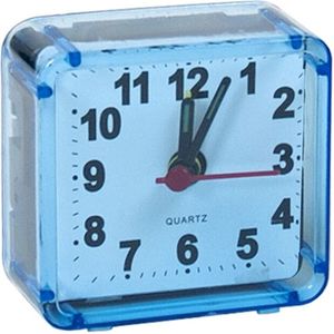 Gerimport Reiswekker/alarmklok analoog - licht blauw - kunststof - 6 x 3 cm - klein model