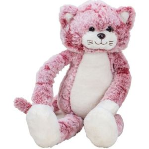 Pluche kat/poes knuffel - extra lange armen en benen - roze - 50 cm - Knuffel huisdieren