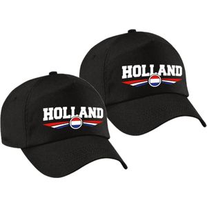 2x stuks nederland / Holland landen pet / baseball cap zwart kinderen - Verkleedhoofddeksels