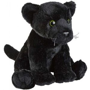 Pluche zwarte panter knuffel 30 cm - Wilde dieren knuffels - Speelgoed voor kinderen
