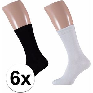 Voordelige zwarte en witte sokken voor heren 6x - Sokken