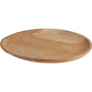 H&S Collection tafeldecoratie schaal/plateau - teak hout - D40 x H2 cm