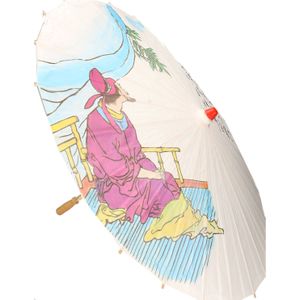 Houten Japanse decoratie paraplu 85 cm diameter - Verkleedattributen