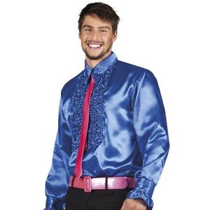 Blauwe disco blouse voor heren - Carnavalsblouses