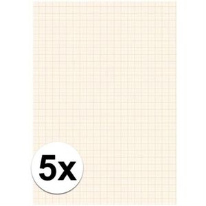 5x Papier blok 1 millimeter geruit - Hobbypapier
